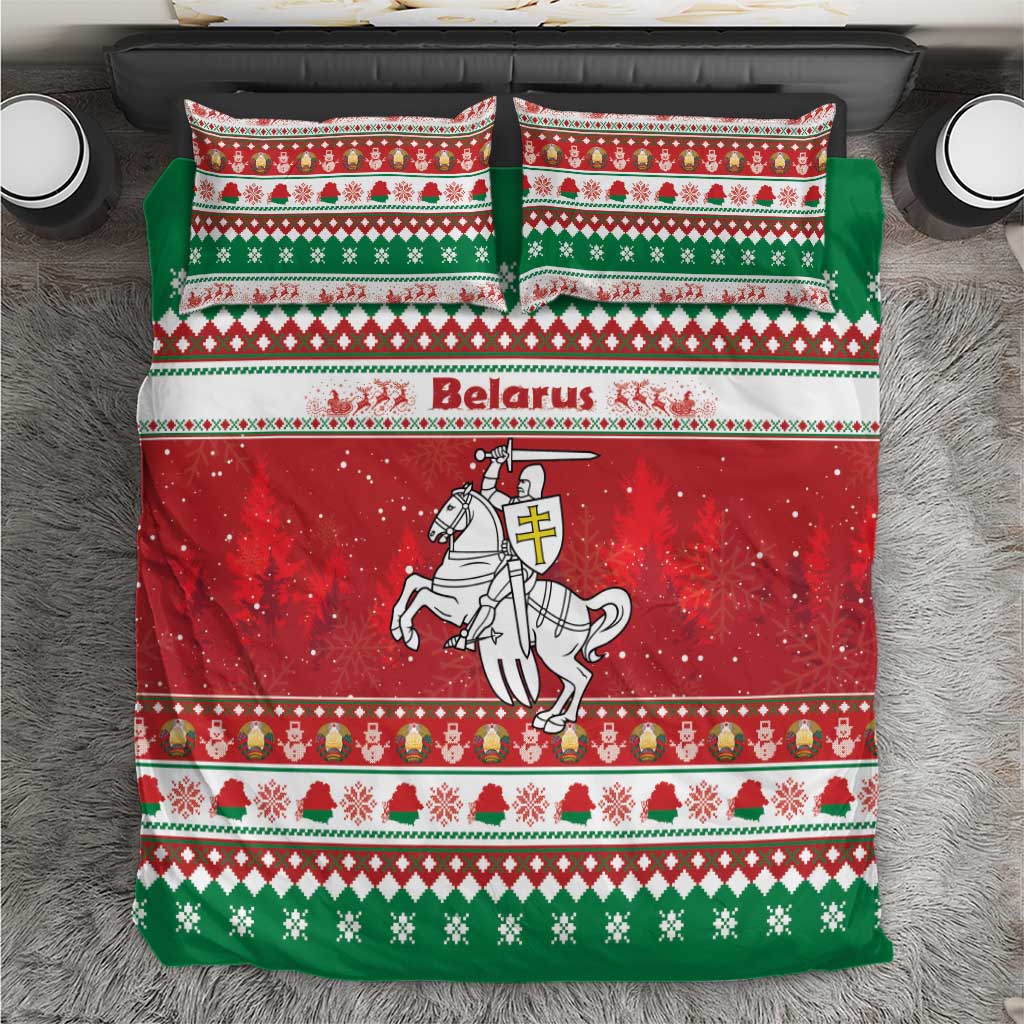 Belarus Pahonia Christmas Bedding Set Belarusian Vytis Knight Xmas Pattern - Wonder Print Shop