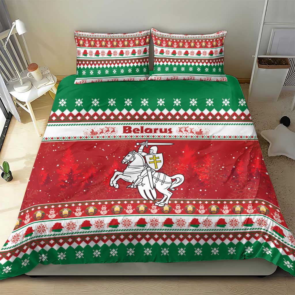 Belarus Pahonia Christmas Bedding Set Belarusian Vytis Knight Xmas Pattern - Wonder Print Shop