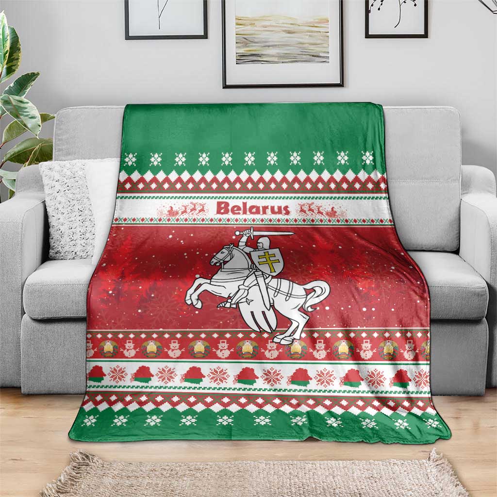 Belarus Pahonia Christmas Blanket Belarusian Vytis Knight Xmas Pattern - Wonder Print Shop