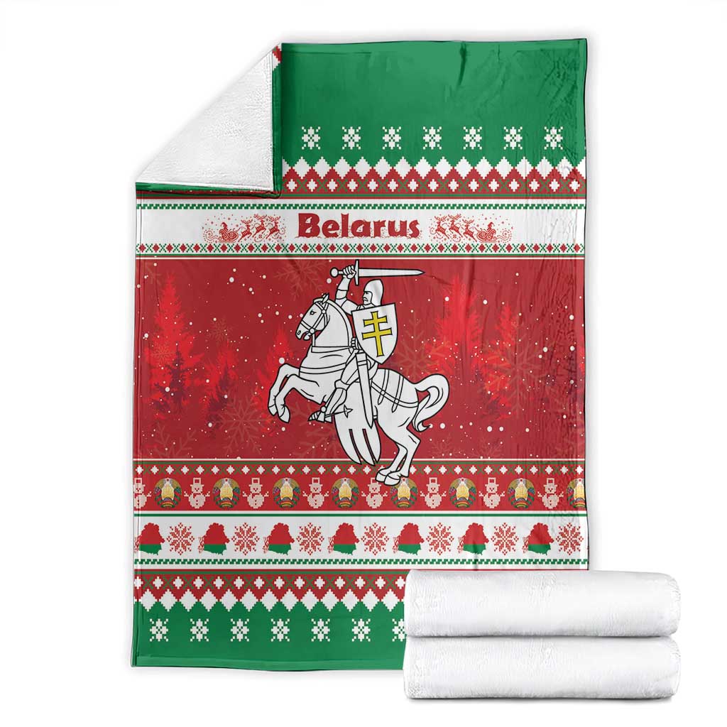 Belarus Pahonia Christmas Blanket Belarusian Vytis Knight Xmas Pattern - Wonder Print Shop