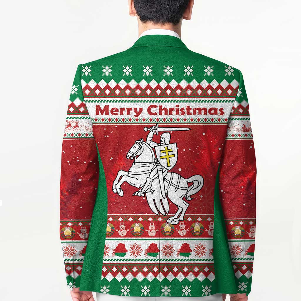 Belarus Pahonia Christmas Blazer Belarusian Vytis Knight Xmas Pattern - Wonder Print Shop