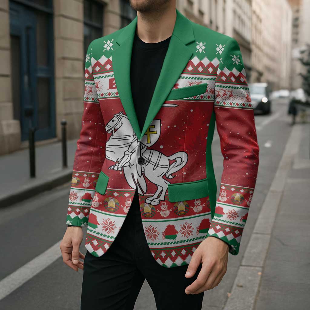 Belarus Pahonia Christmas Blazer Belarusian Vytis Knight Xmas Pattern - Wonder Print Shop