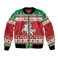Belarus Pahonia Christmas Bomber Jacket Belarusian Vytis Knight Xmas Pattern - Wonder Print Shop