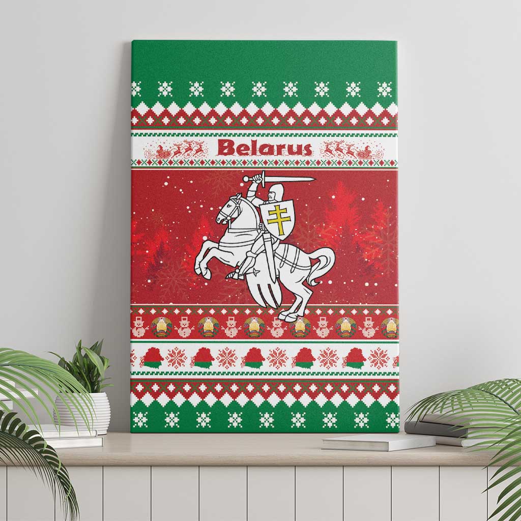 Belarus Pahonia Christmas Canvas Wall Art Belarusian Vytis Knight Xmas Pattern - Wonder Print Shop
