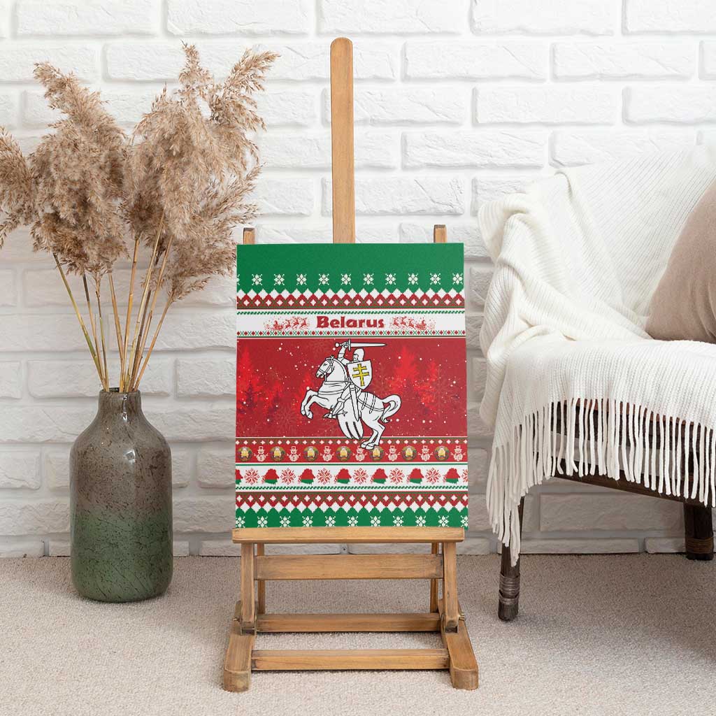 Belarus Pahonia Christmas Canvas Wall Art Belarusian Vytis Knight Xmas Pattern - Wonder Print Shop