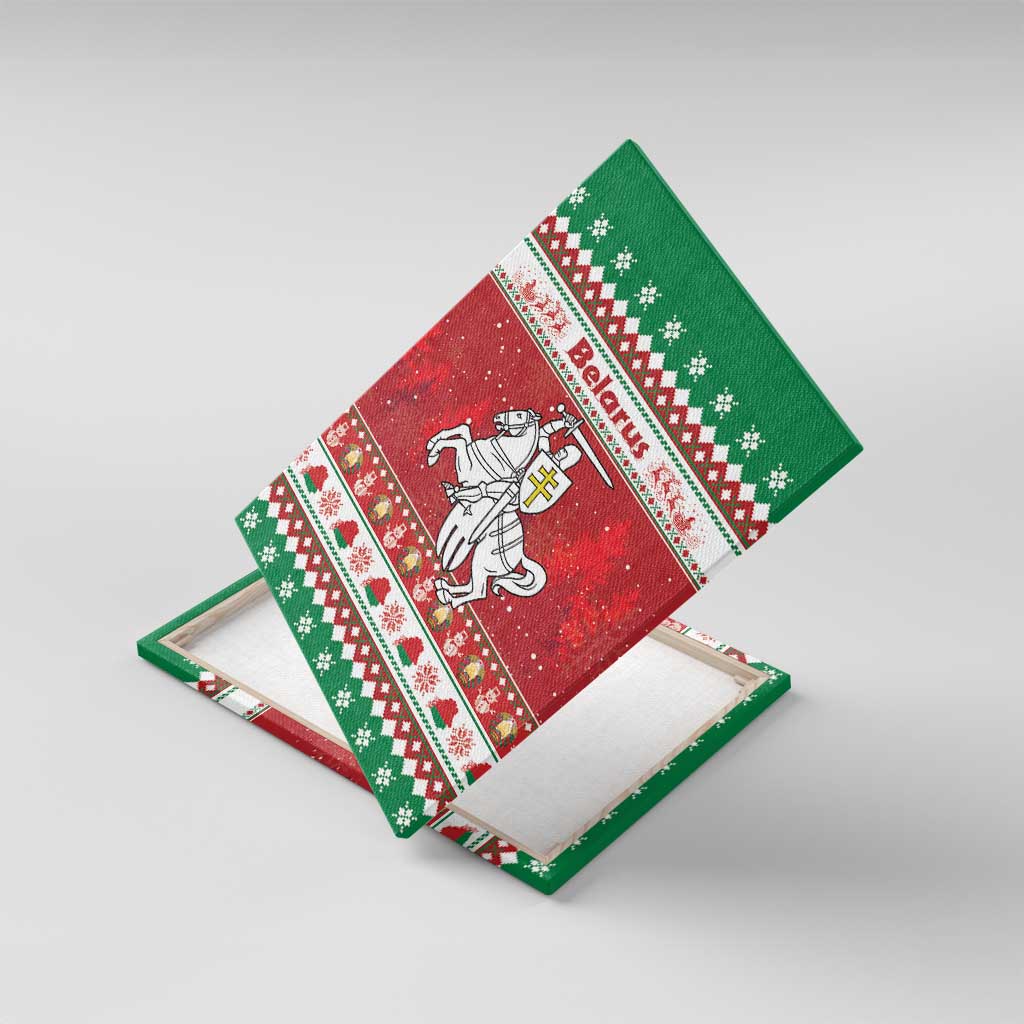 Belarus Pahonia Christmas Canvas Wall Art Belarusian Vytis Knight Xmas Pattern - Wonder Print Shop