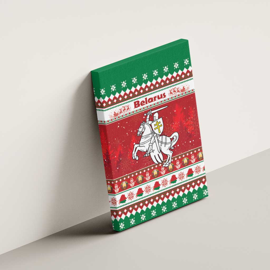 Belarus Pahonia Christmas Canvas Wall Art Belarusian Vytis Knight Xmas Pattern - Wonder Print Shop