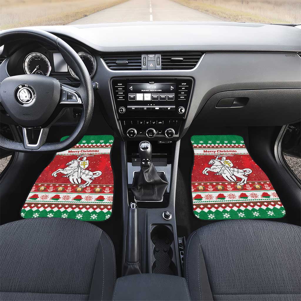 Belarus Pahonia Christmas Car Mats Belarusian Vytis Knight Xmas Pattern - Wonder Print Shop
