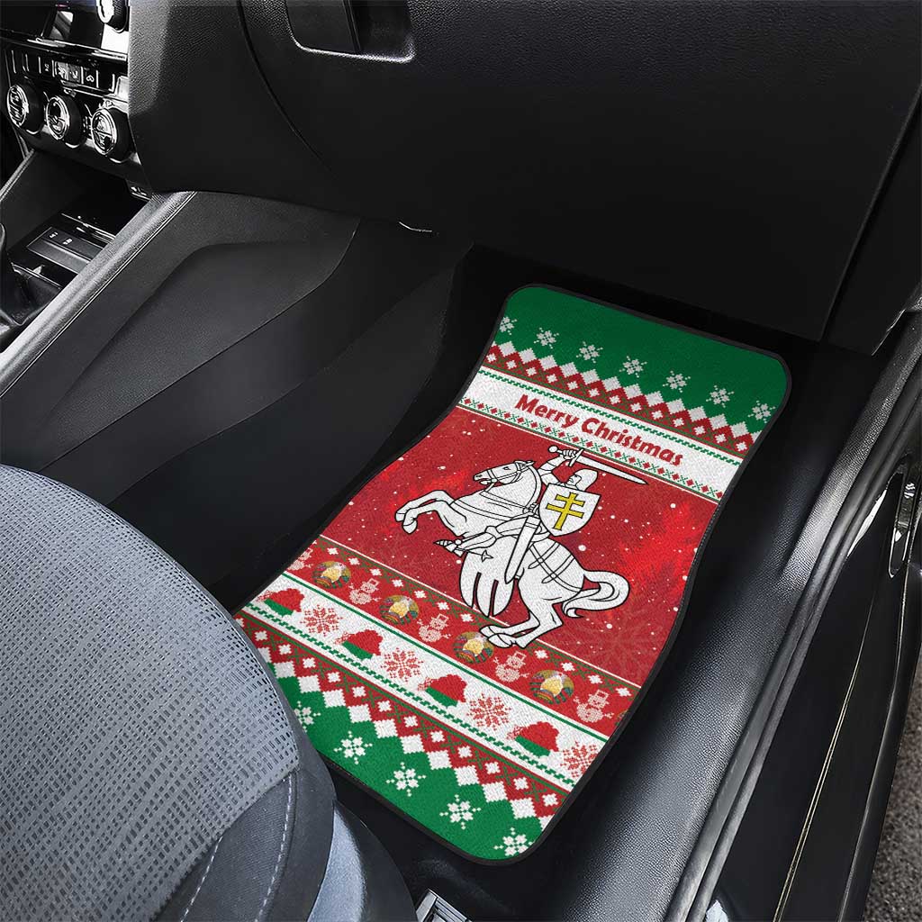 Belarus Pahonia Christmas Car Mats Belarusian Vytis Knight Xmas Pattern - Wonder Print Shop