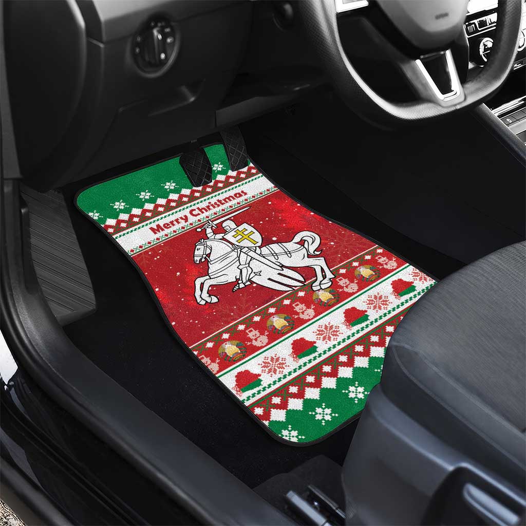 Belarus Pahonia Christmas Car Mats Belarusian Vytis Knight Xmas Pattern - Wonder Print Shop