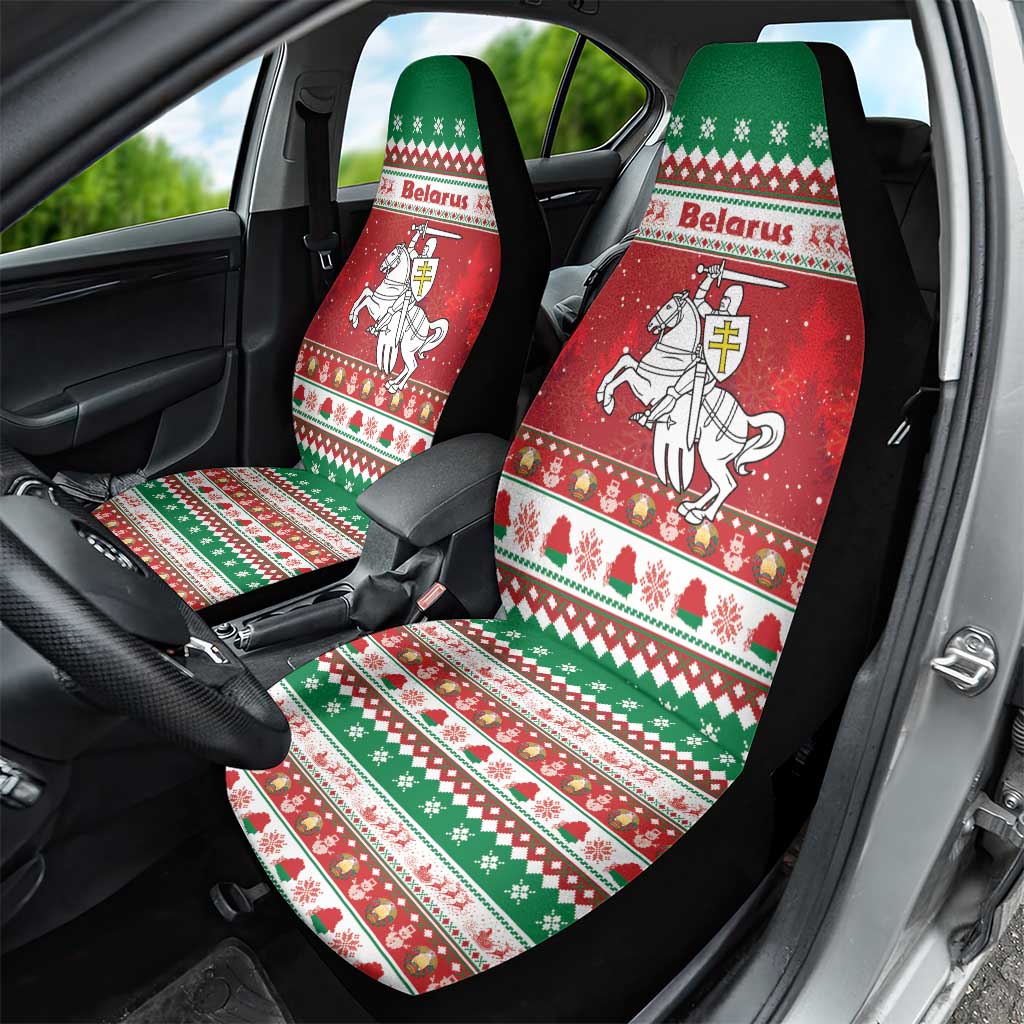 Belarus Pahonia Christmas Car Seat Cover Belarusian Vytis Knight Xmas Pattern - Wonder Print Shop