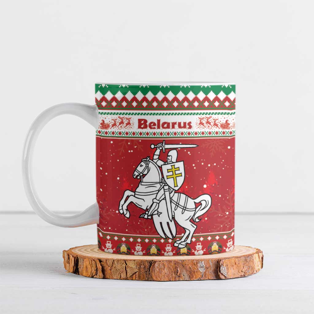 Belarus Pahonia Christmas Ceramic Mug Belarusian Vytis Knight Xmas Pattern - Wonder Print Shop