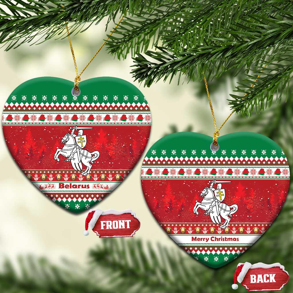 Belarus Pahonia Christmas Ceramic Ornament Belarusian Vytis Knight Xmas Pattern - Wonder Print Shop