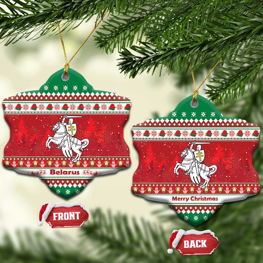 Belarus Pahonia Christmas Ceramic Ornament Belarusian Vytis Knight Xmas Pattern - Wonder Print Shop