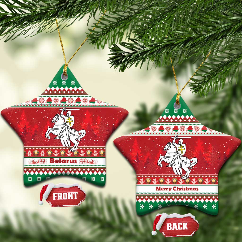 Belarus Pahonia Christmas Ceramic Ornament Belarusian Vytis Knight Xmas Pattern - Wonder Print Shop