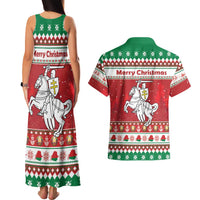 Belarus Pahonia Christmas Couples Matching Tank Maxi Dress and Hawaiian Shirt Belarusian Vytis Knight Xmas Pattern - Wonder Print Shop