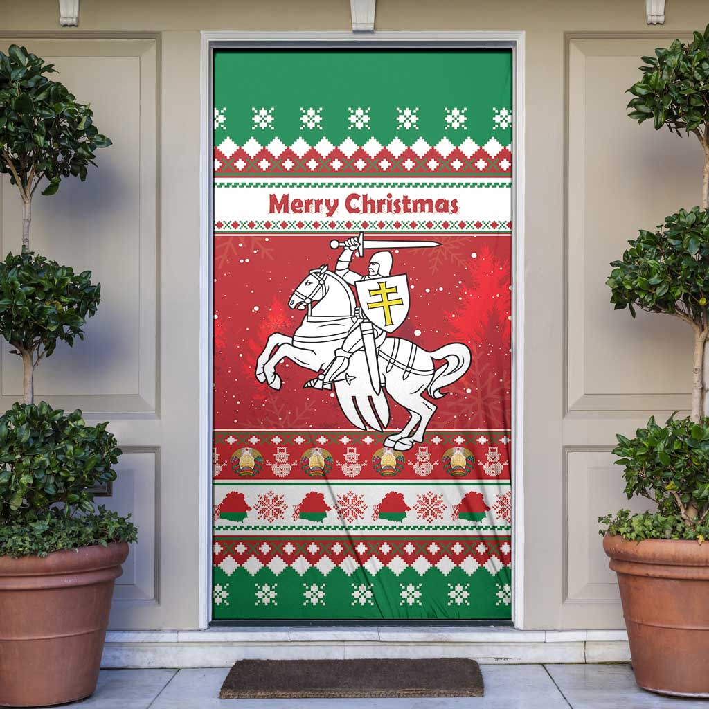 Belarus Pahonia Christmas Door Cover Belarusian Vytis Knight Xmas Pattern - Wonder Print Shop