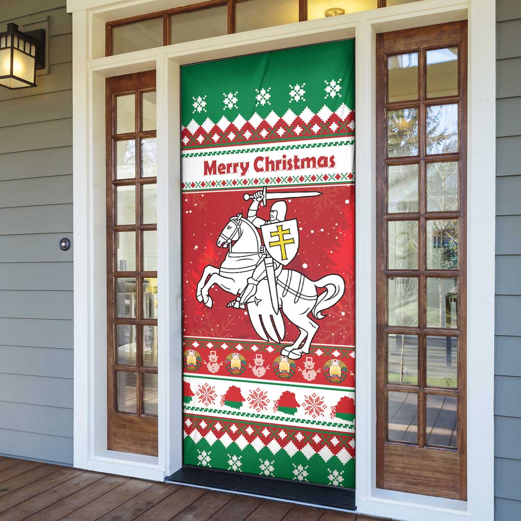 Belarus Pahonia Christmas Door Cover Belarusian Vytis Knight Xmas Pattern - Wonder Print Shop
