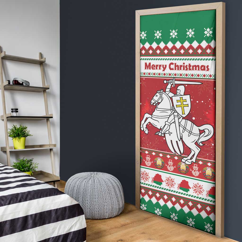 Belarus Pahonia Christmas Door Cover Belarusian Vytis Knight Xmas Pattern - Wonder Print Shop