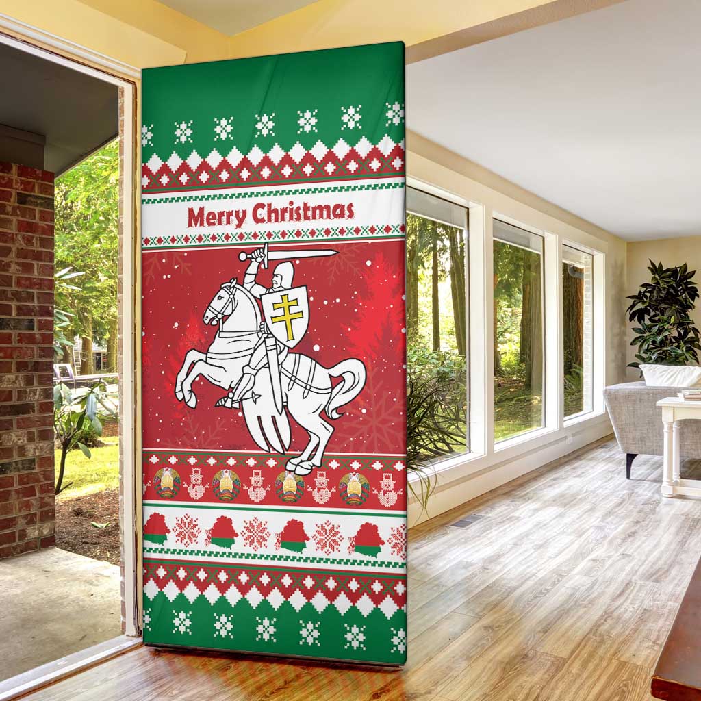 Belarus Pahonia Christmas Door Cover Belarusian Vytis Knight Xmas Pattern - Wonder Print Shop