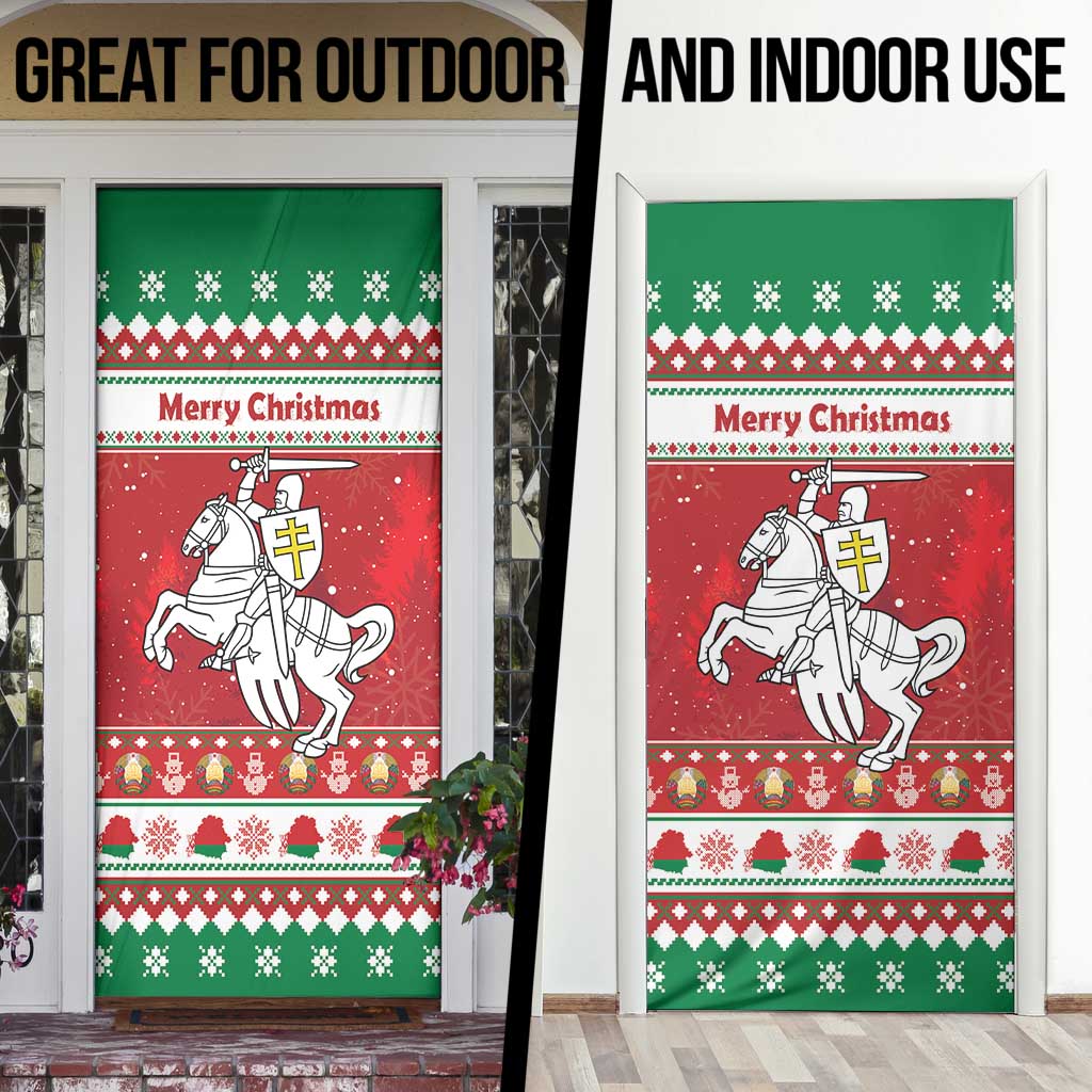 Belarus Pahonia Christmas Door Cover Belarusian Vytis Knight Xmas Pattern - Wonder Print Shop