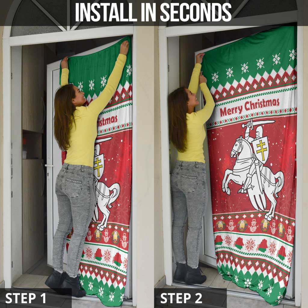 Belarus Pahonia Christmas Door Cover Belarusian Vytis Knight Xmas Pattern - Wonder Print Shop