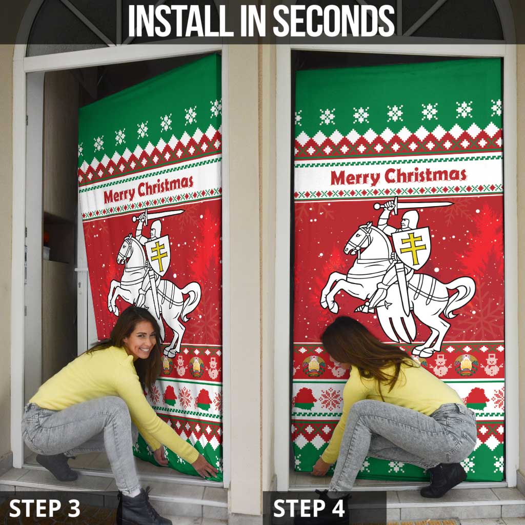 Belarus Pahonia Christmas Door Cover Belarusian Vytis Knight Xmas Pattern - Wonder Print Shop