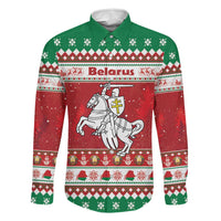 Belarus Pahonia Christmas Family Matching Off Shoulder Short Dress and Hawaiian Shirt Belarusian Vytis Knight Xmas Pattern - Wonder Print Shop