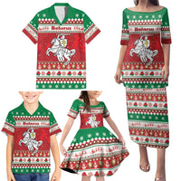 Belarus Pahonia Christmas Family Matching Puletasi and Hawaiian Shirt Belarusian Vytis Knight Xmas Pattern - Wonder Print Shop