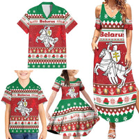 Belarus Pahonia Christmas Family Matching Summer Maxi Dress and Hawaiian Shirt Belarusian Vytis Knight Xmas Pattern - Wonder Print Shop