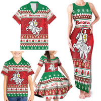 Belarus Pahonia Christmas Family Matching Tank Maxi Dress and Hawaiian Shirt Belarusian Vytis Knight Xmas Pattern - Wonder Print Shop
