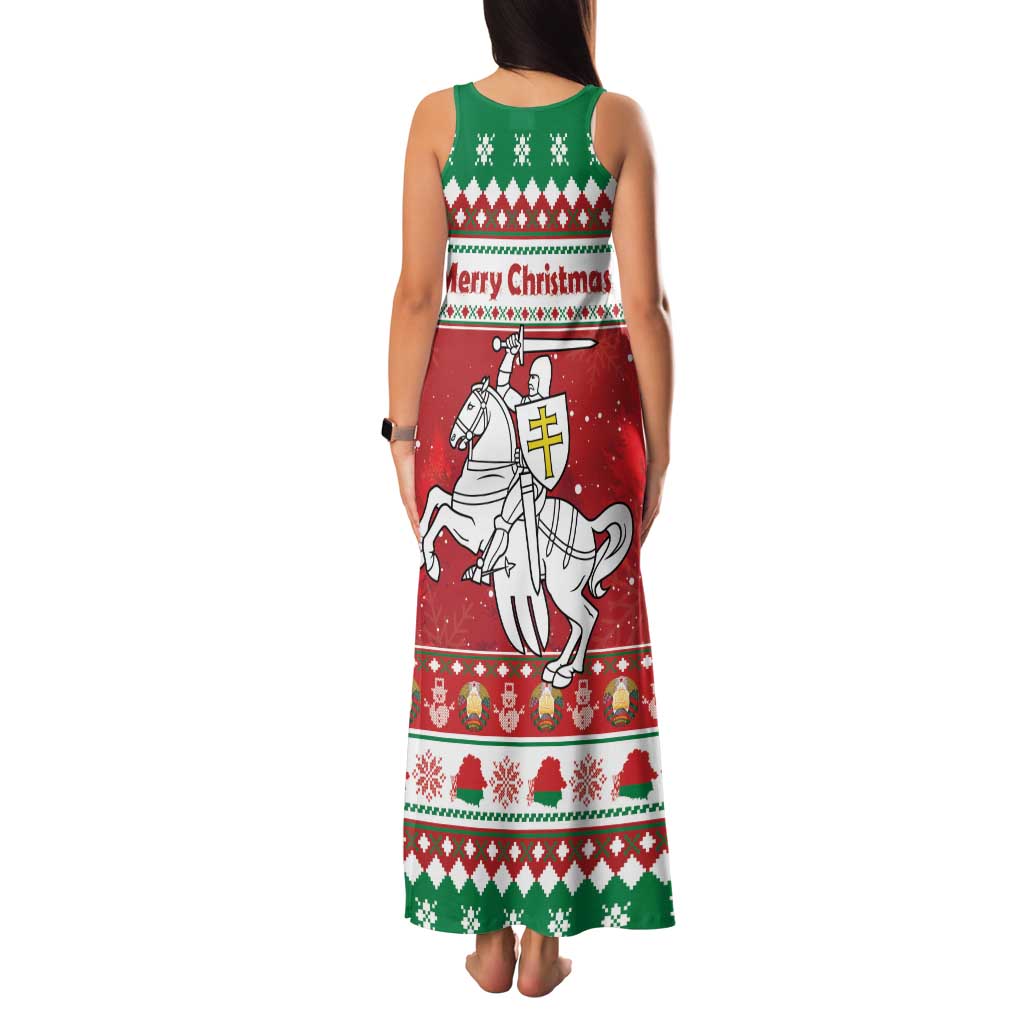 Belarus Pahonia Christmas Family Matching Tank Maxi Dress and Hawaiian Shirt Belarusian Vytis Knight Xmas Pattern - Wonder Print Shop