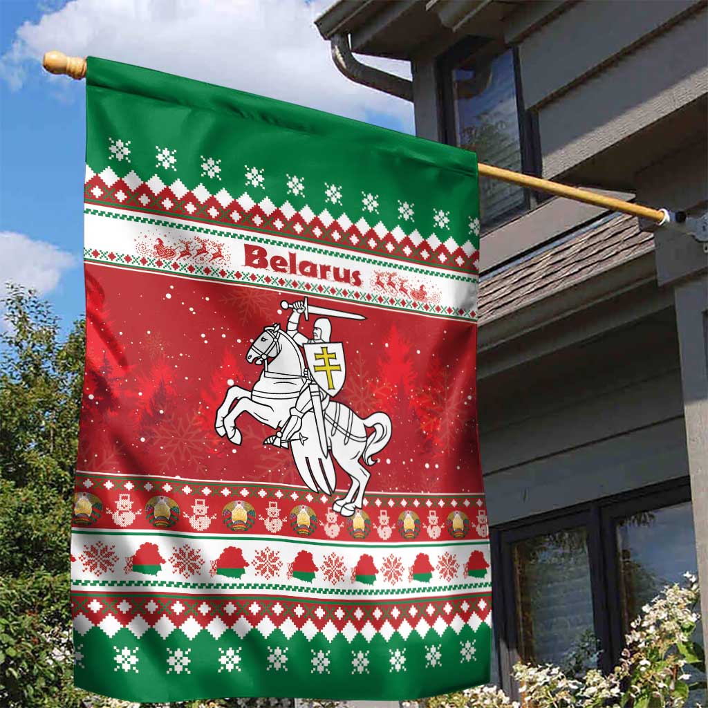 Belarus Pahonia Christmas Garden Flag Belarusian Vytis Knight Xmas Pattern - Wonder Print Shop