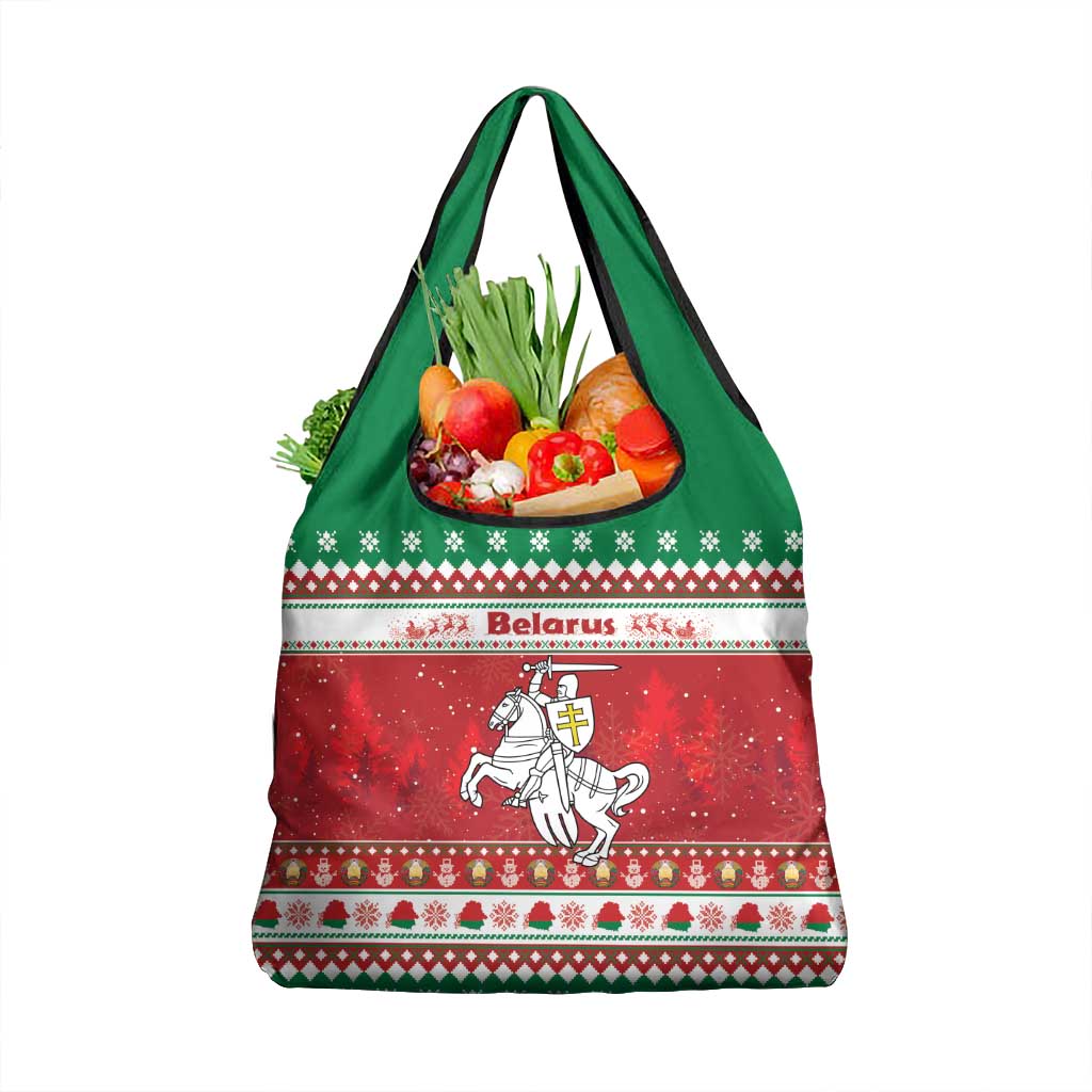 Belarus Pahonia Christmas Grocery Bag Belarusian Vytis Knight Xmas Pattern - Wonder Print Shop