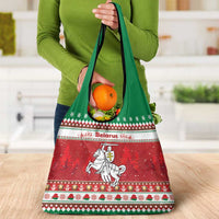Belarus Pahonia Christmas Grocery Bag Belarusian Vytis Knight Xmas Pattern - Wonder Print Shop