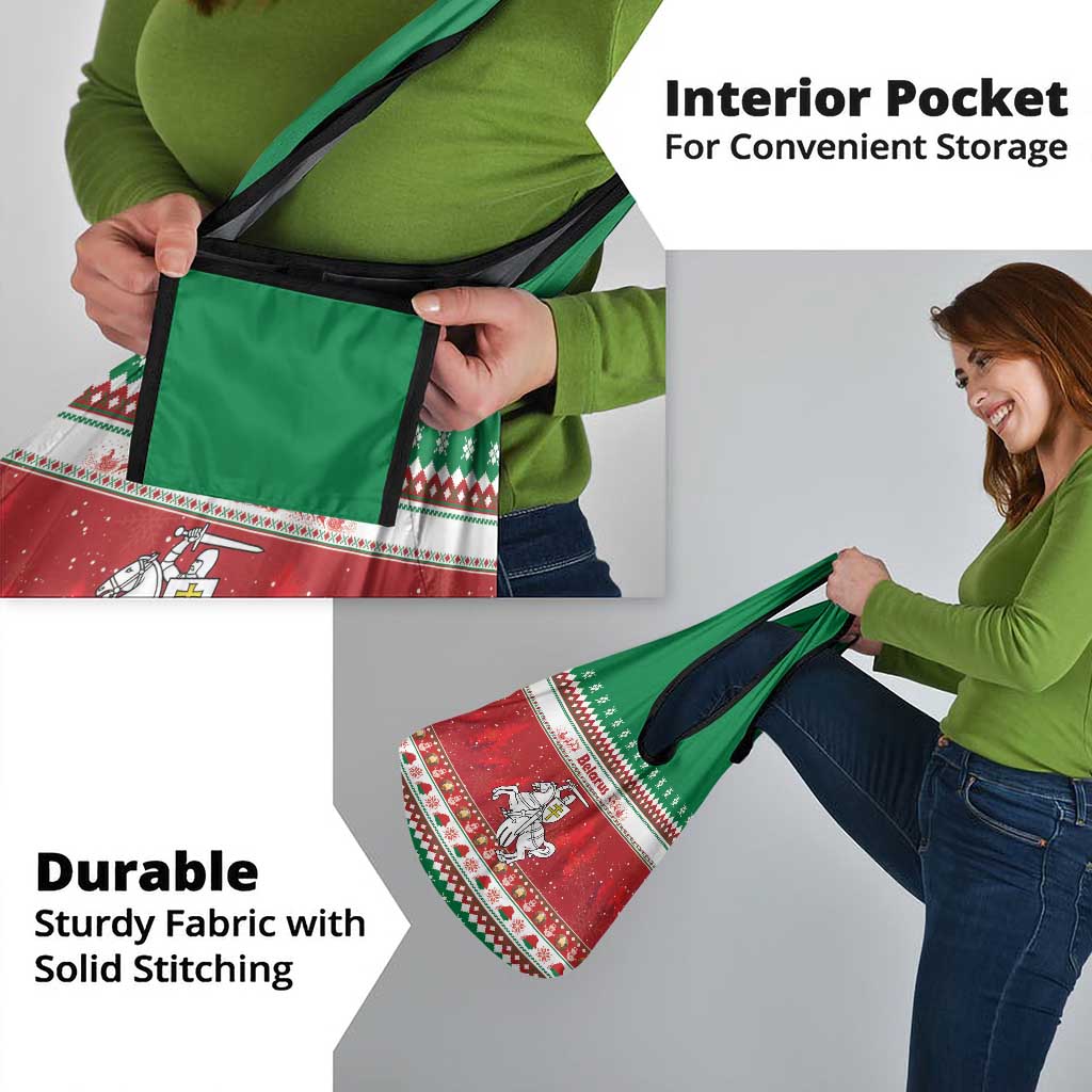 Belarus Pahonia Christmas Grocery Bag Belarusian Vytis Knight Xmas Pattern - Wonder Print Shop