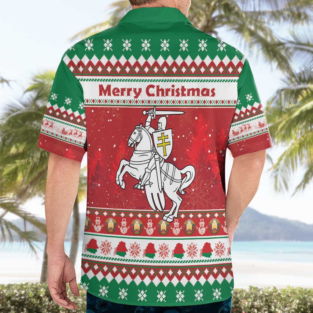 Belarus Pahonia Christmas Hawaiian Shirt Belarusian Vytis Knight Xmas Pattern - Wonder Print Shop