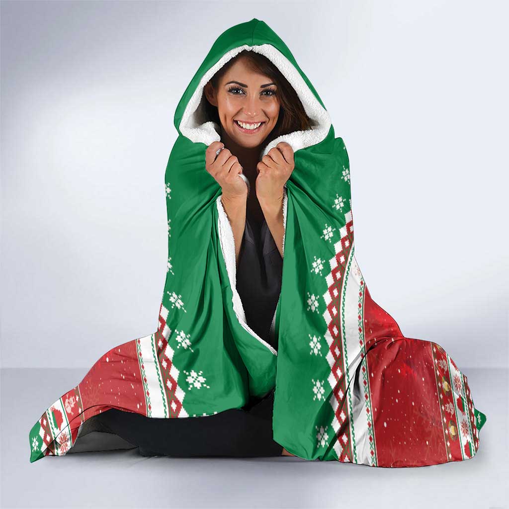 Belarus Pahonia Christmas Hooded Blanket Belarusian Vytis Knight Xmas Pattern - Wonder Print Shop