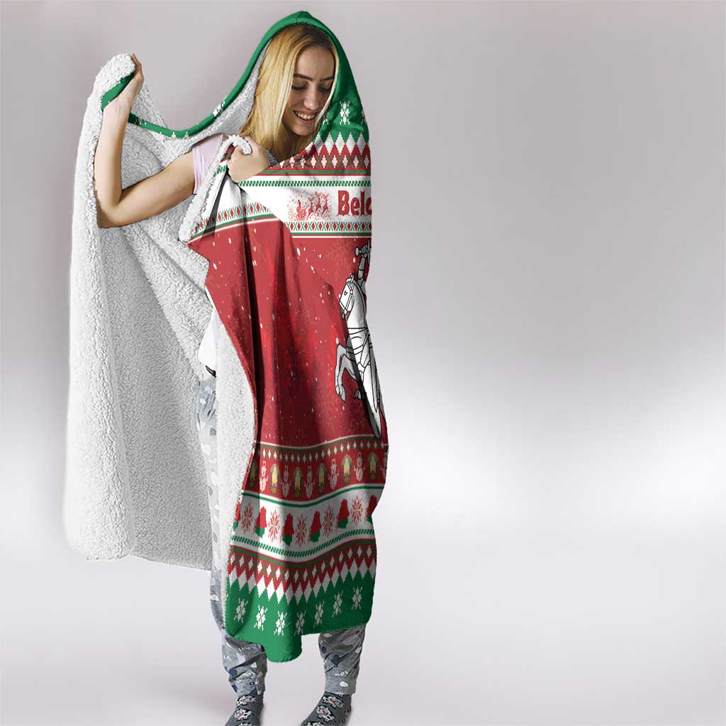 Belarus Pahonia Christmas Hooded Blanket Belarusian Vytis Knight Xmas Pattern - Wonder Print Shop