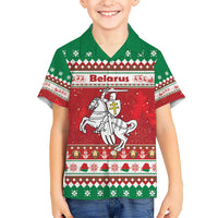 Belarus Pahonia Christmas Kid Hawaiian Shirt Belarusian Vytis Knight Xmas Pattern - Wonder Print Shop