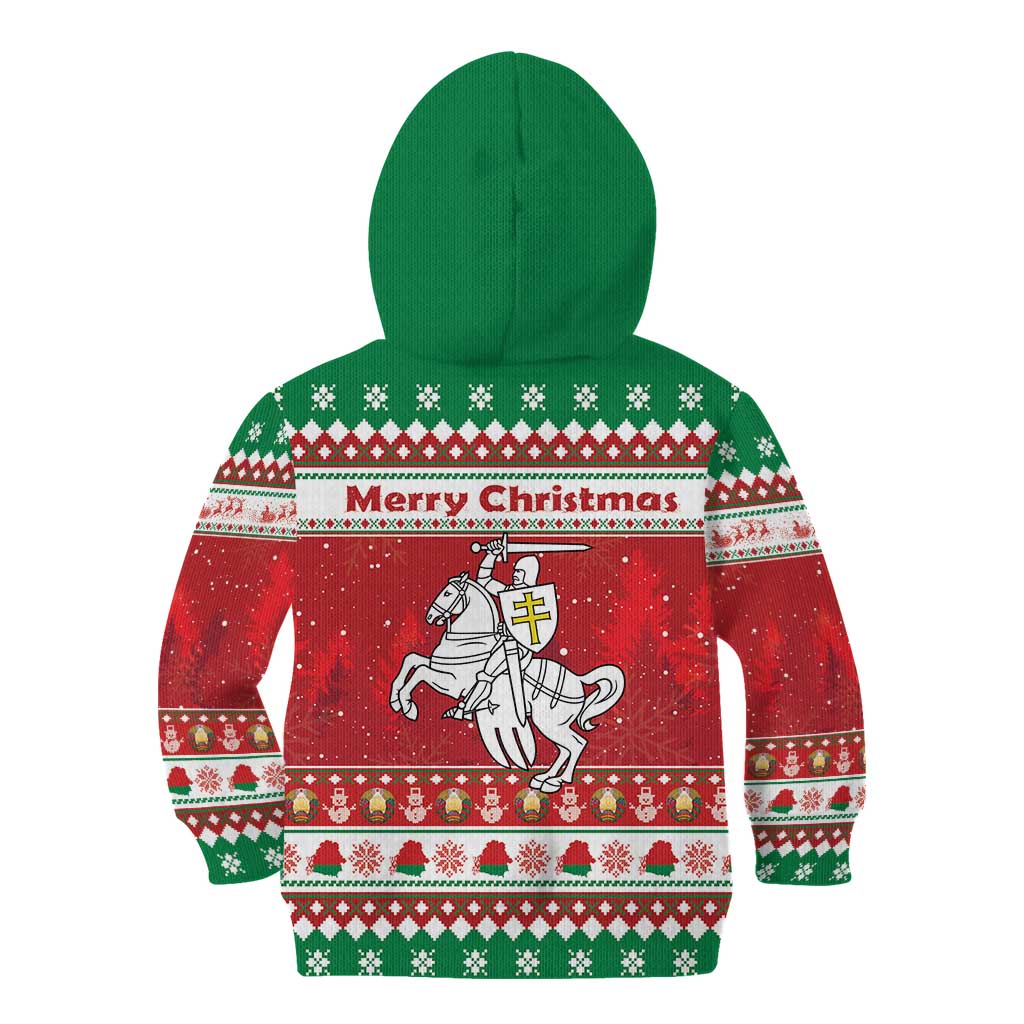 Belarus Pahonia Christmas Kid Hoodie Belarusian Vytis Knight Xmas Pattern - Wonder Print Shop