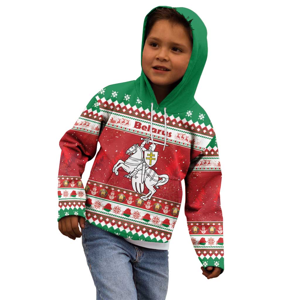 Belarus Pahonia Christmas Kid Hoodie Belarusian Vytis Knight Xmas Pattern - Wonder Print Shop