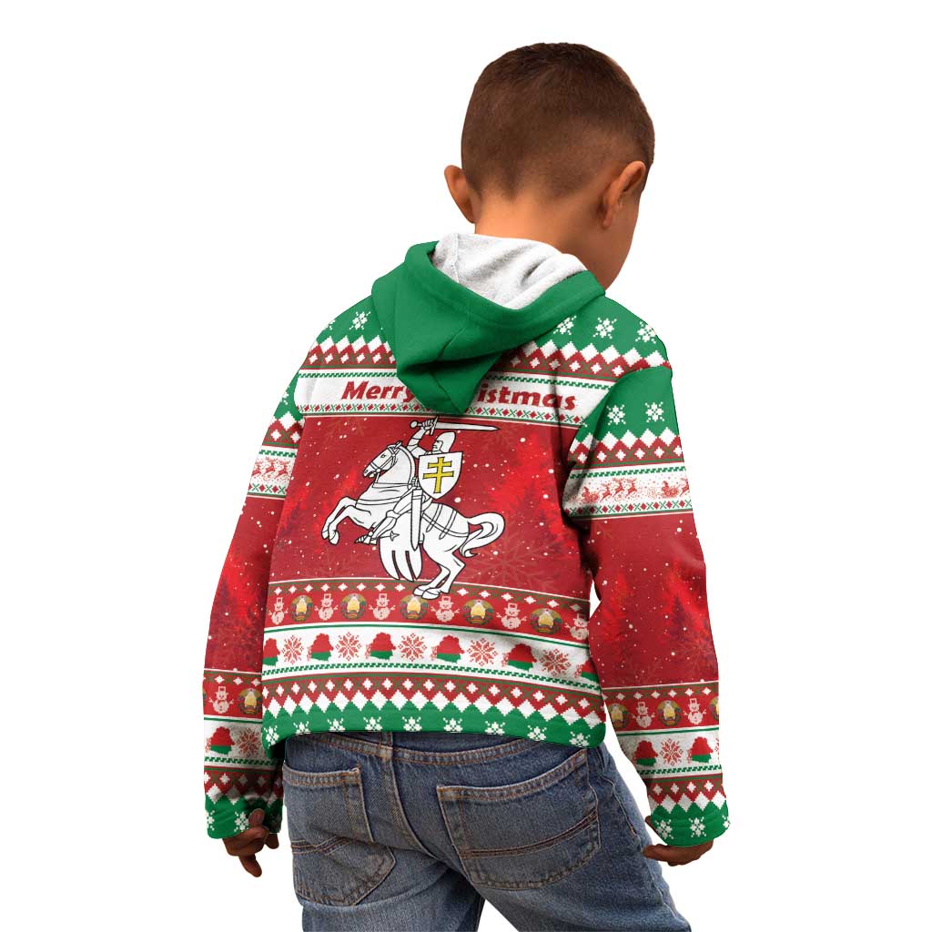 Belarus Pahonia Christmas Kid Hoodie Belarusian Vytis Knight Xmas Pattern - Wonder Print Shop
