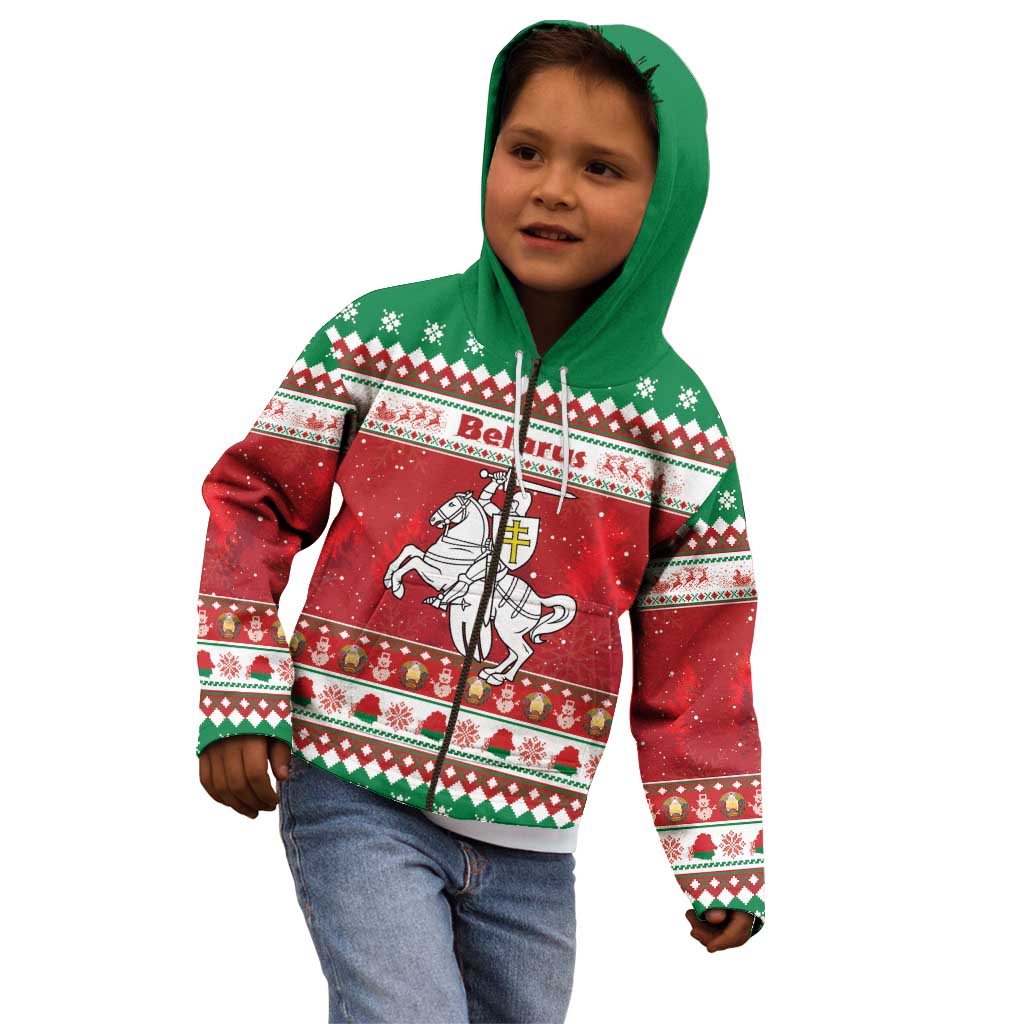 Belarus Pahonia Christmas Kid Hoodie Belarusian Vytis Knight Xmas Pattern - Wonder Print Shop