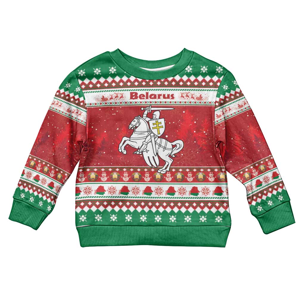 Belarus Pahonia Christmas Kid Ugly Christmas Sweater Belarusian Vytis Knight Xmas Pattern - Wonder Print Shop
