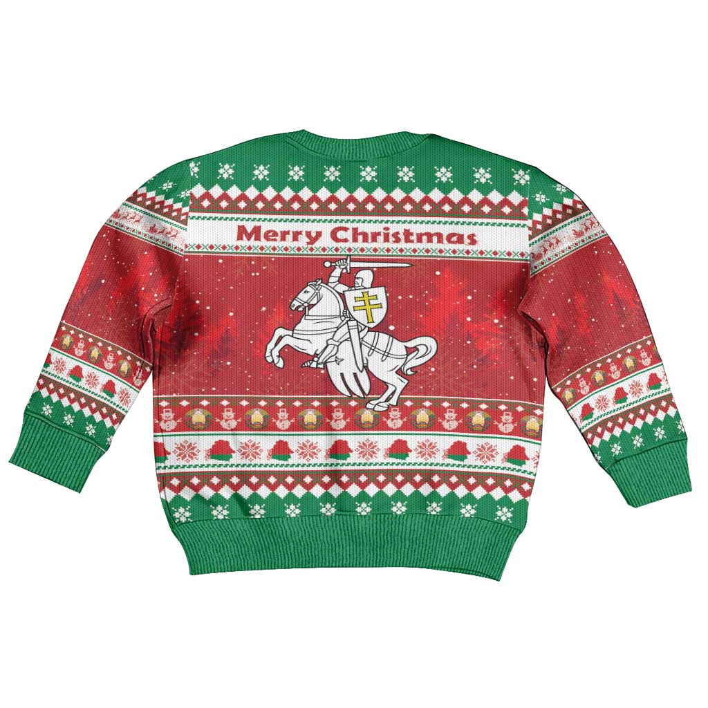Belarus Pahonia Christmas Kid Ugly Christmas Sweater Belarusian Vytis Knight Xmas Pattern - Wonder Print Shop
