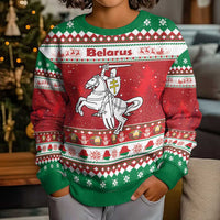 Belarus Pahonia Christmas Kid Ugly Christmas Sweater Belarusian Vytis Knight Xmas Pattern - Wonder Print Shop