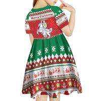 Belarus Pahonia Christmas Kid Short Sleeve Dress Belarusian Vytis Knight Xmas Pattern - Wonder Print Shop