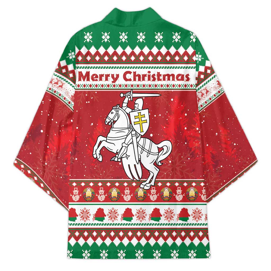 Belarus Pahonia Christmas Kimono Belarusian Vytis Knight Xmas Pattern - Wonder Print Shop