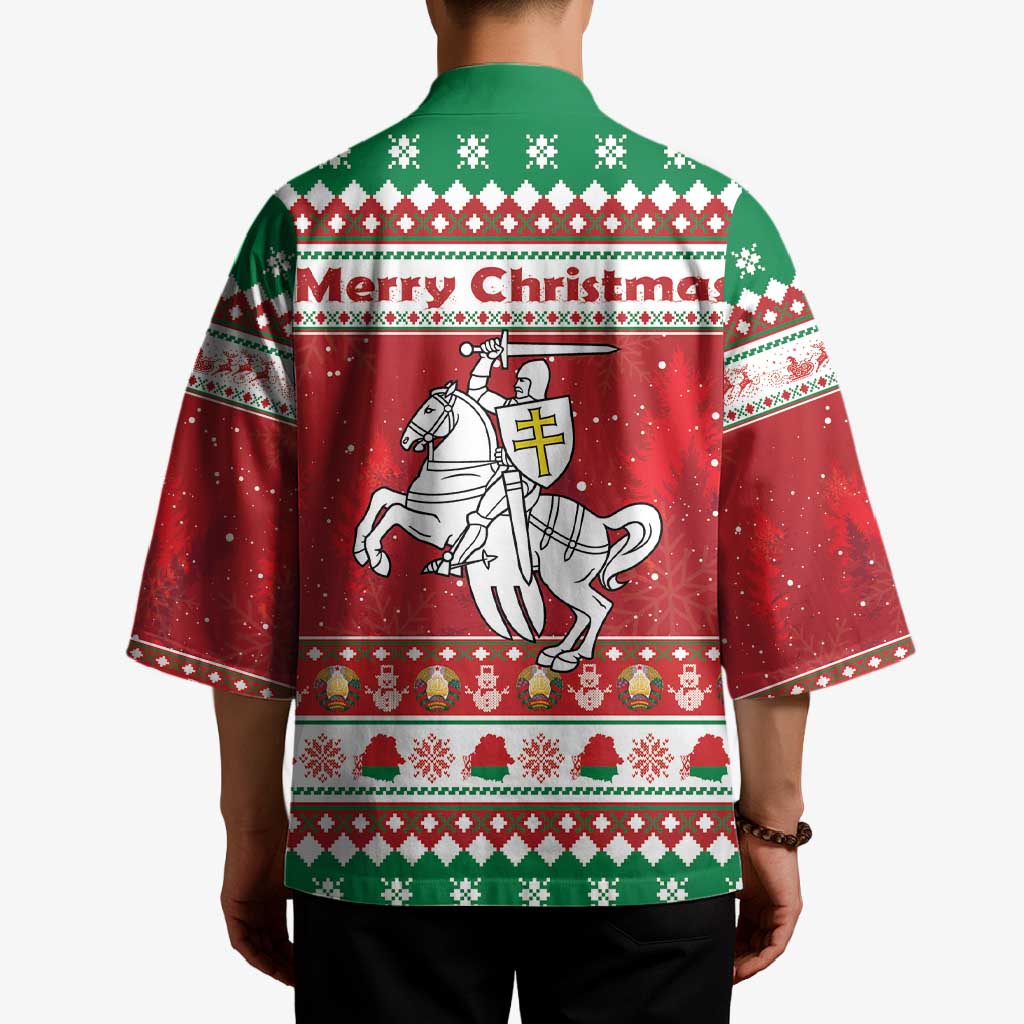 Belarus Pahonia Christmas Kimono Belarusian Vytis Knight Xmas Pattern - Wonder Print Shop